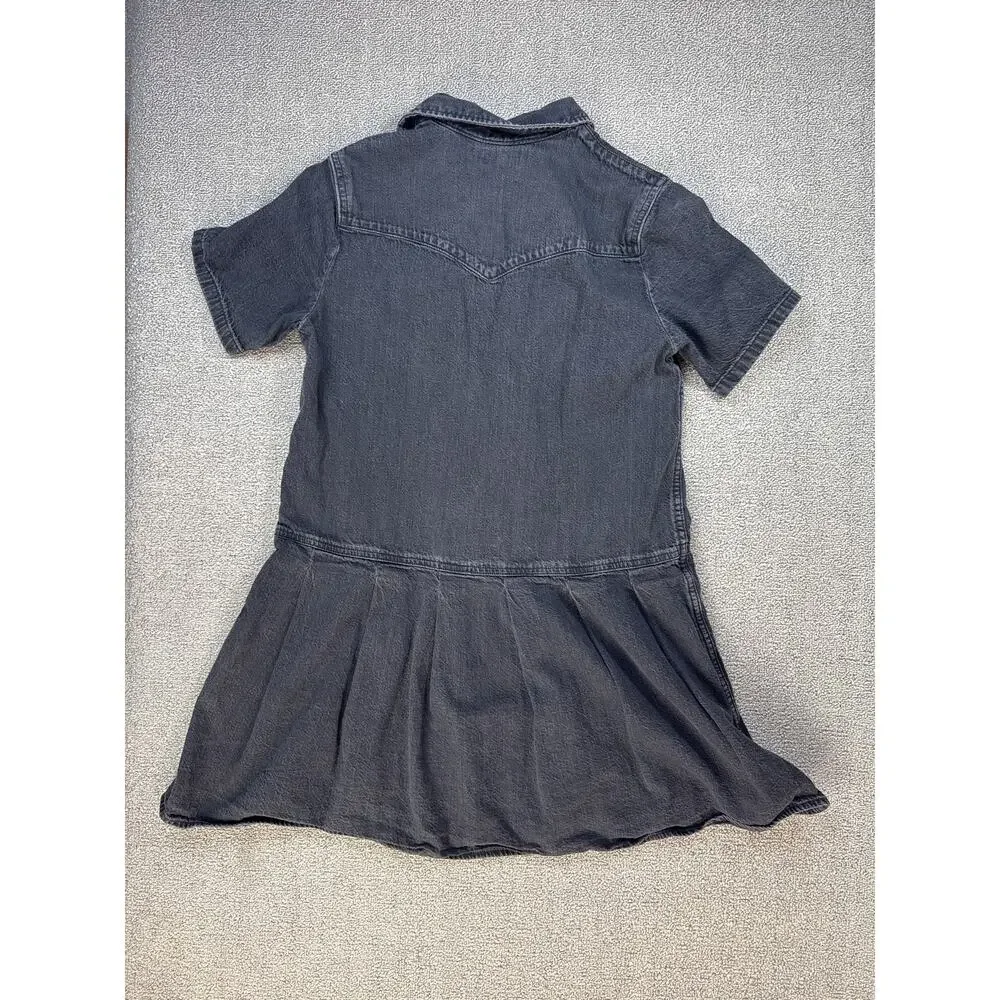 Levi's‎ Denim Dress Mirai Western Short Sleeve Pearl Snap Mini Black Size Small